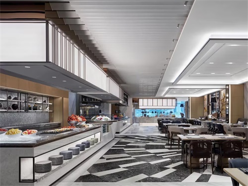 五星级酒店餐厅自助餐摆台自助餐台