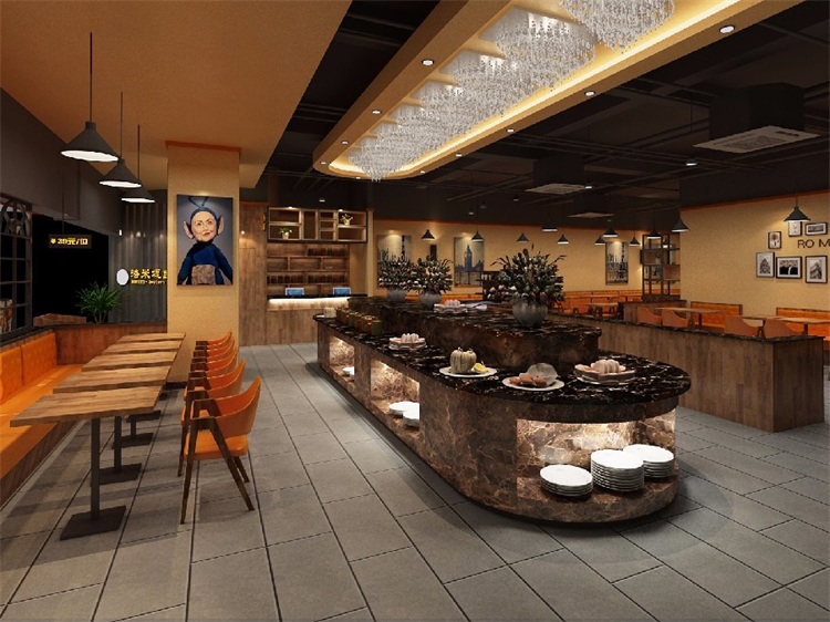 西餐厅豪华大理石自助餐台布菲台